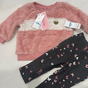 Juicy Couture NWT Pink Furry sweatshirt and Butterfly Leggings